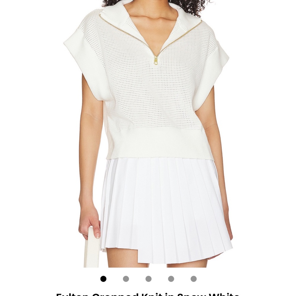 Varley White Knit Zip-Up Top